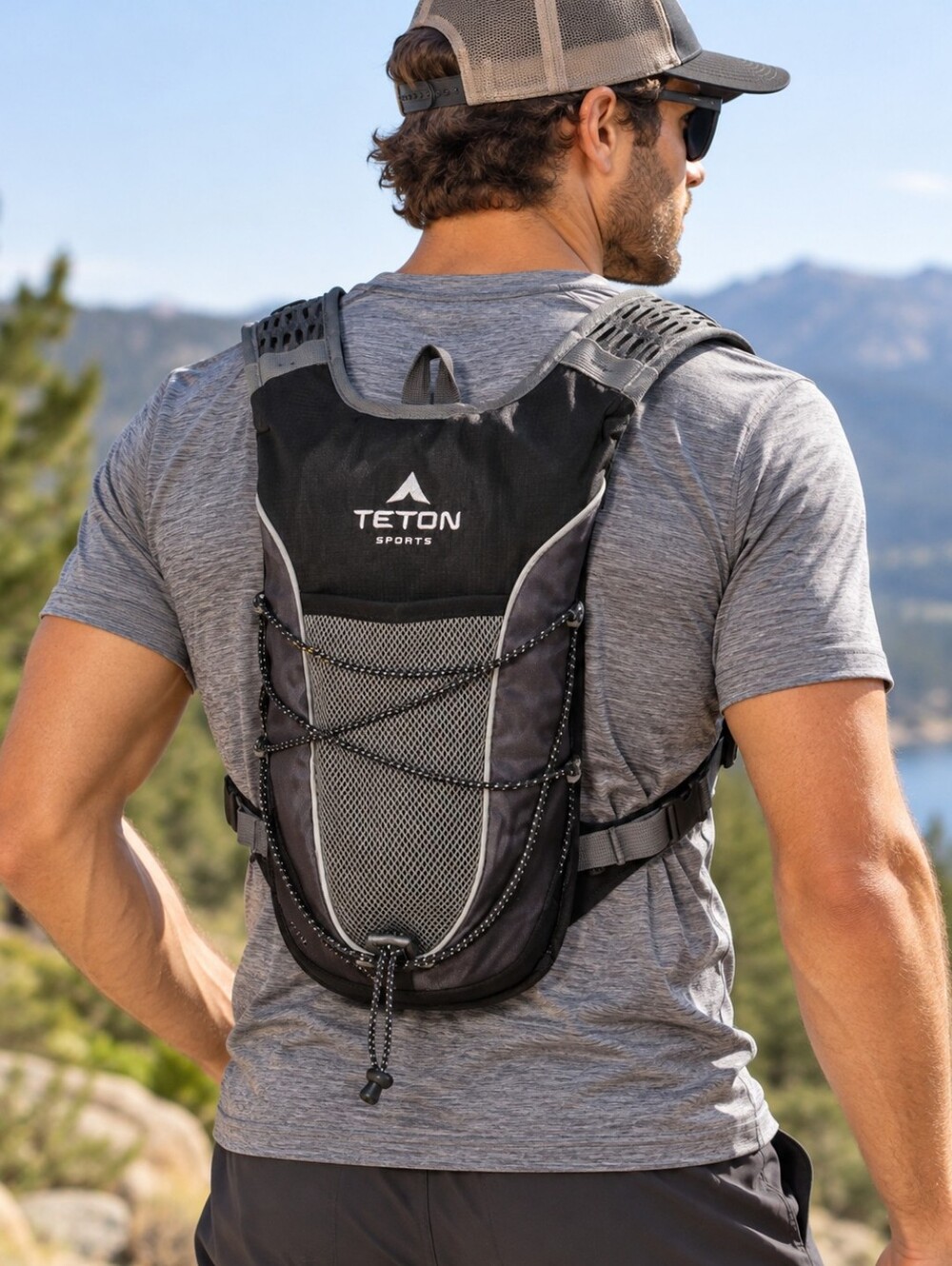 TETON Sports TrailRunner 2L Hydration Pack Black Gray Running Hiking Backpack